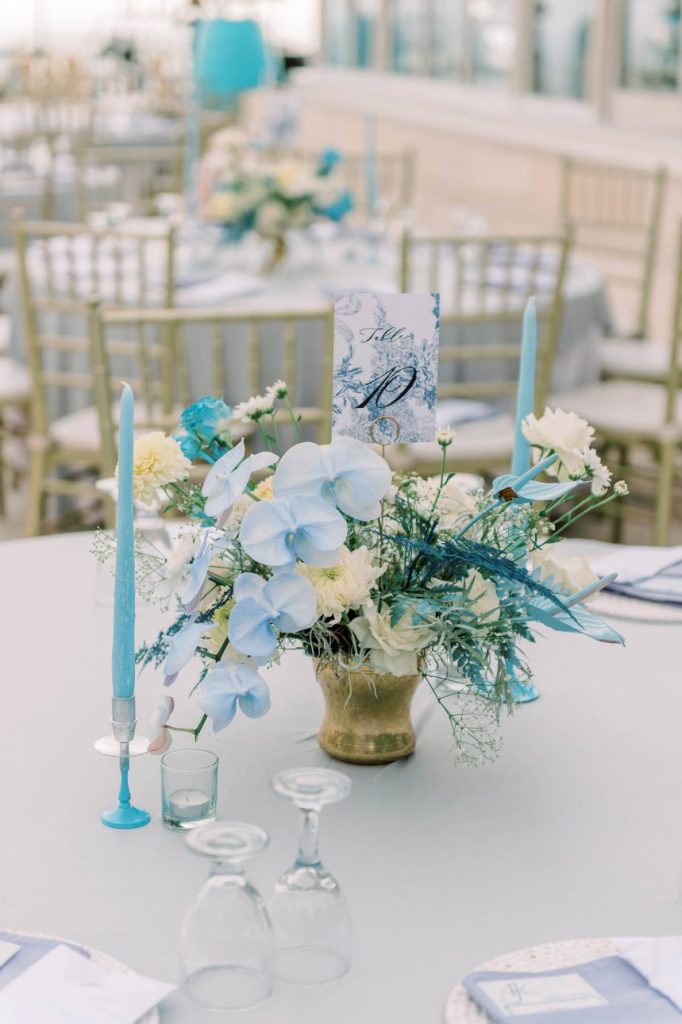 Blue Orchid Dinner Centerpiece