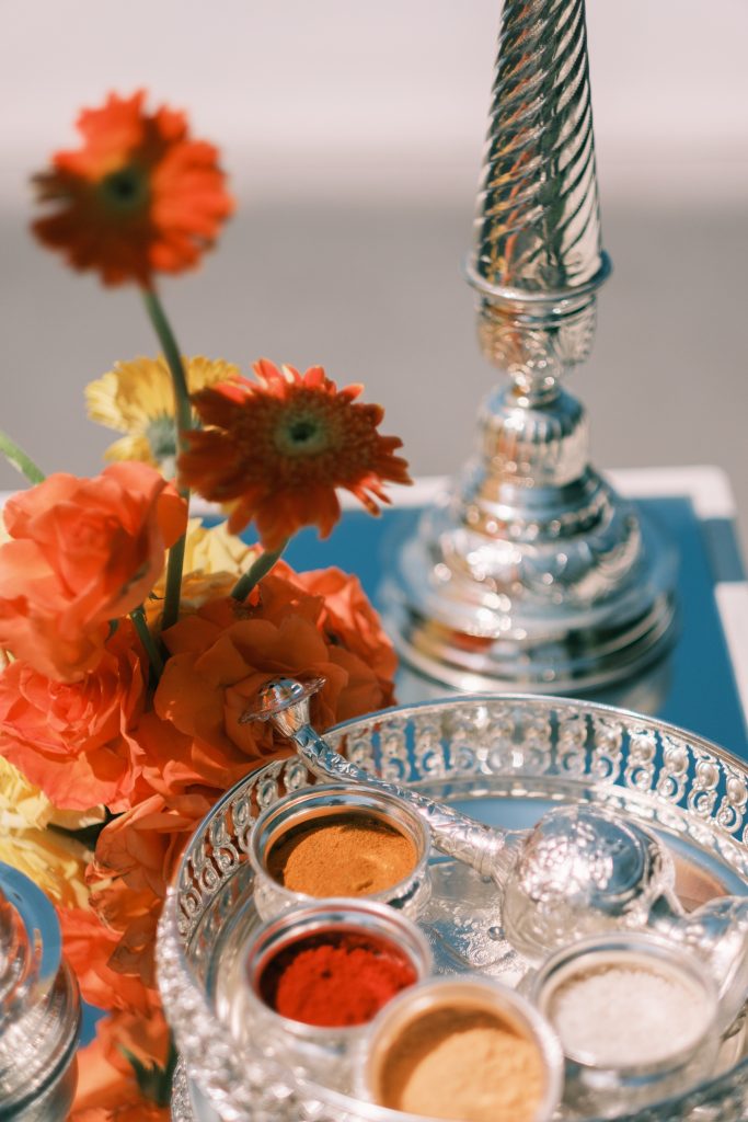 elegant henna ceremony tropical details