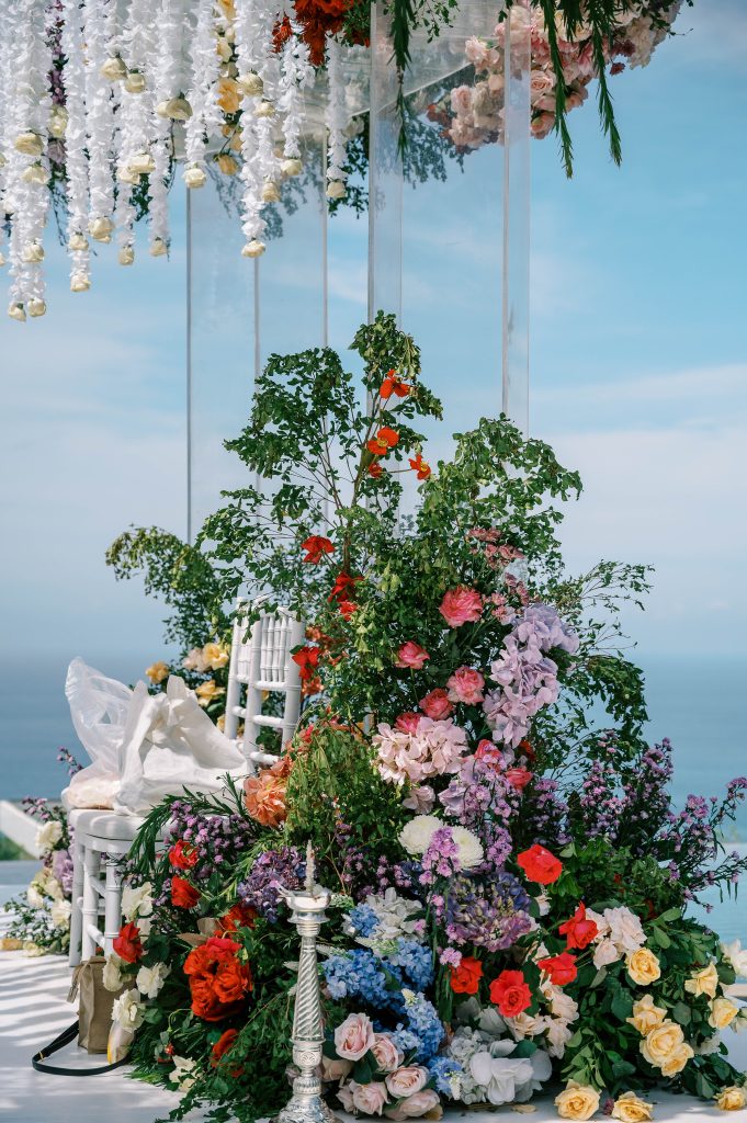 Purple hydrangea luxury wedding decor setup