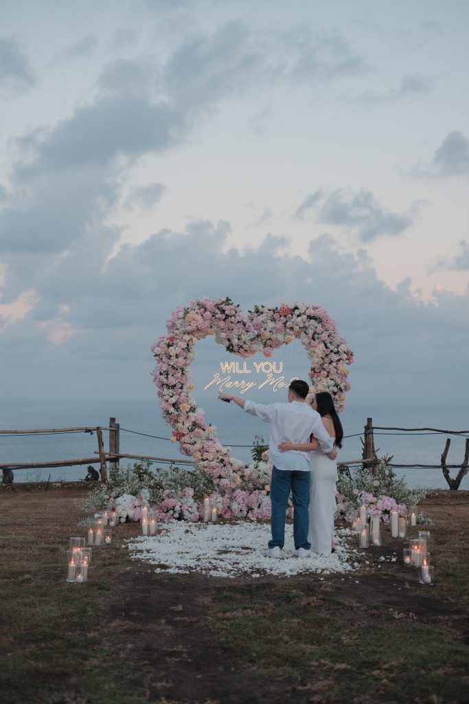 Couple Romance Floral installation before sunrise in Bali