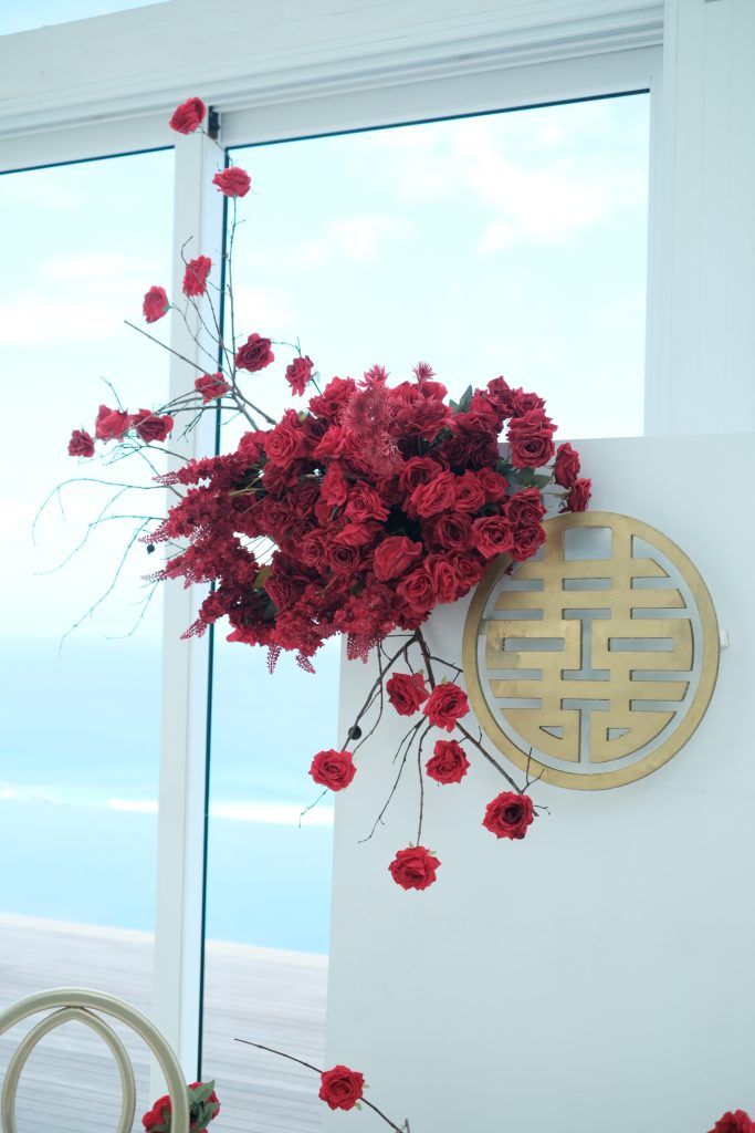 FIX Red floral installation for Chinese wedding