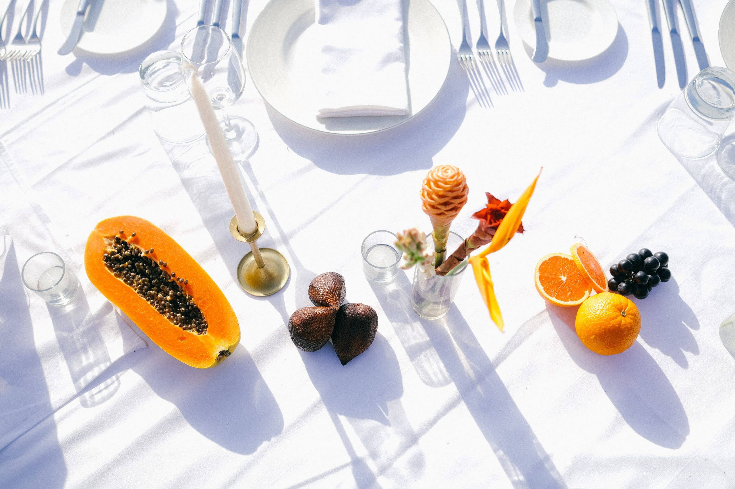 Alila Uluwatu Wedding tropical reception tablescape