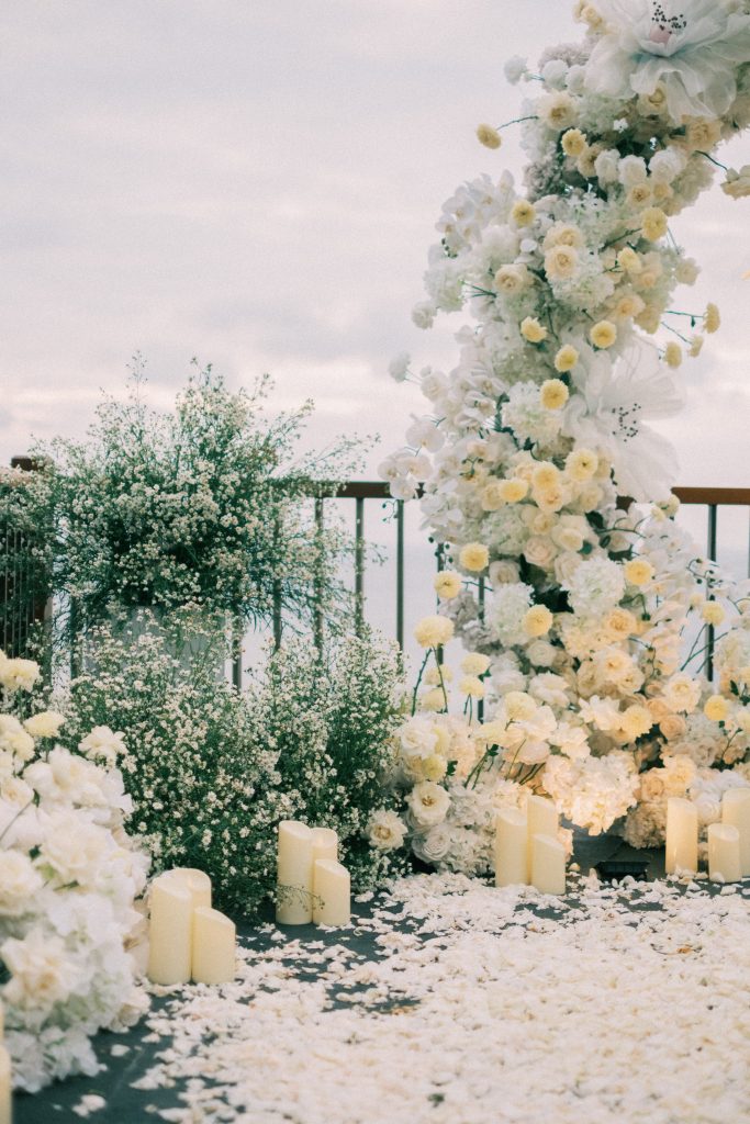 Winter-inspired proposal setup in tropical Bali